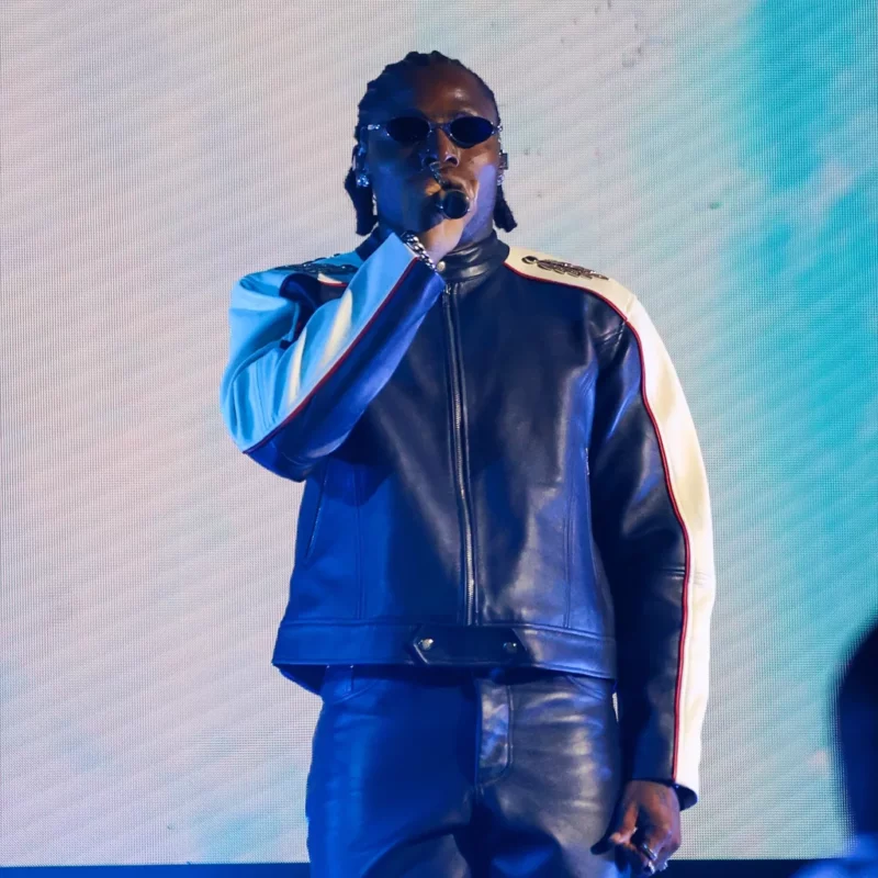 God We Trust Tour 2026 Asake Blue Leather Jacket
