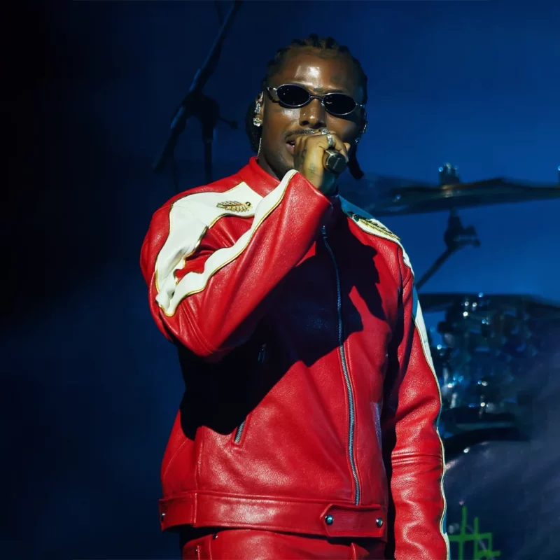 God We Trust Tour Asake Red Leather Jacket