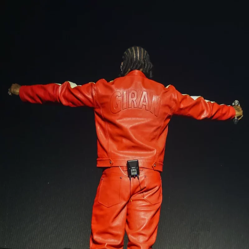 God We Trust Tour Asake Red Leather Jacket