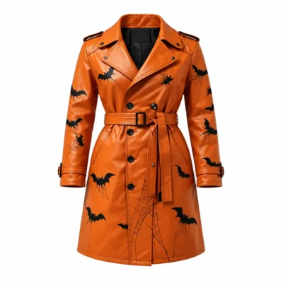 Jack-o-Lantern & Bat Trench Coat