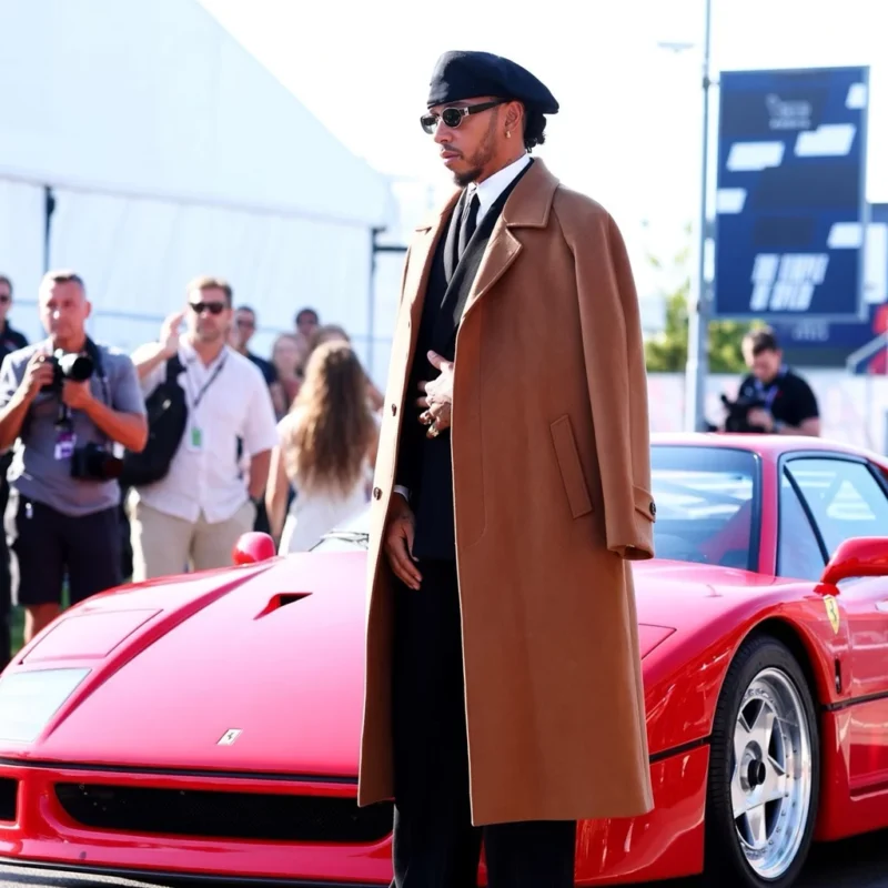 Grand Prix 2026 Lewis Hamilton Brown Coat