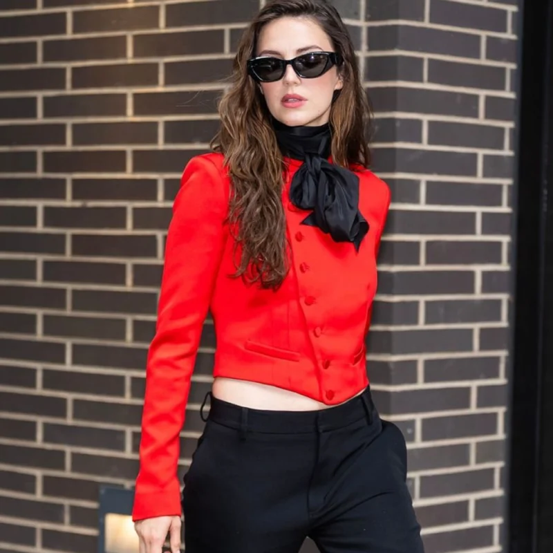 NY Fashion Week Ella Hunt Red Jacket