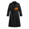 Pumpkin and Bat Black Trench Coat
