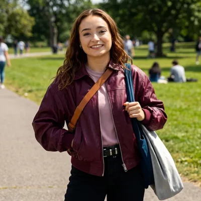 Below Ruby Stokes Maroon Jacket