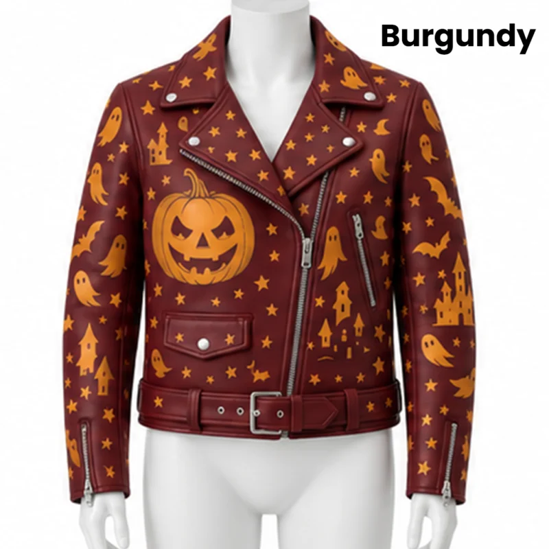 Halloween Pumpkin Biker Jacket