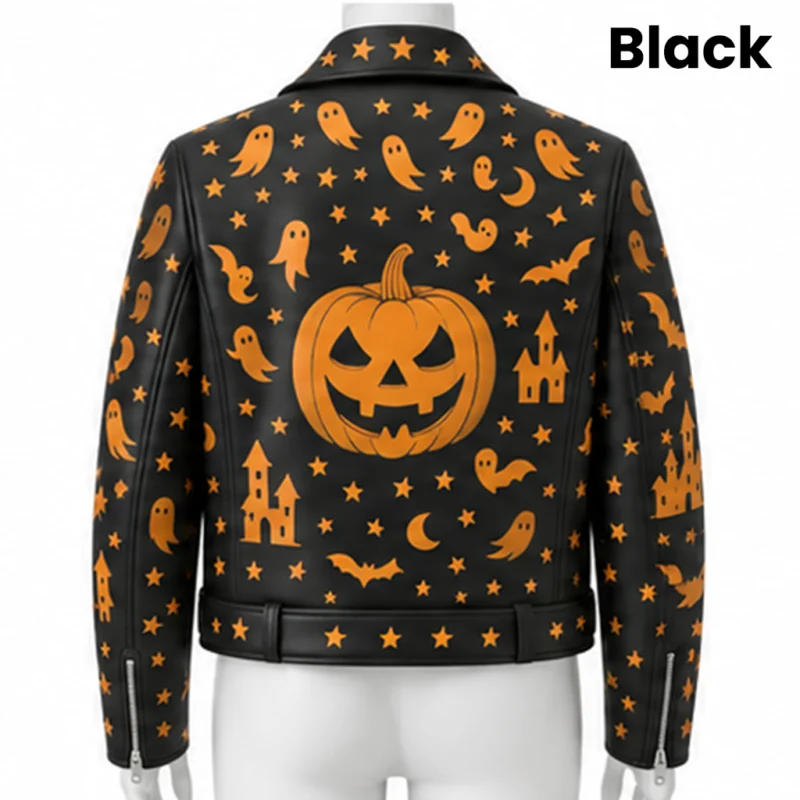 Halloween Pumpkin Biker Jacket