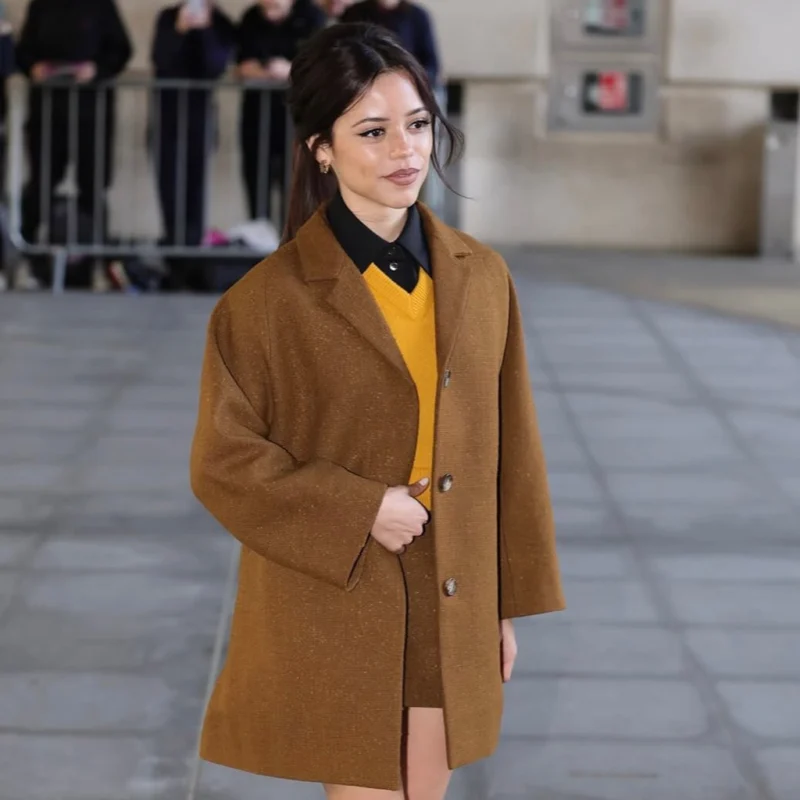 London BBC Studios Jenna Ortega Coat