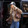 NYC 2026 Bella Hadid Suede Jacket