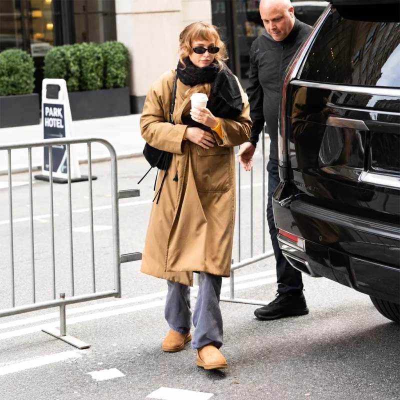 NYC Jennifer Lawrence Tan Brown Coat