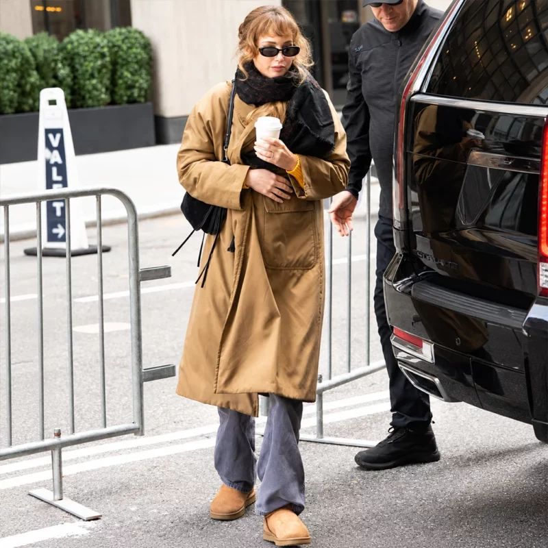 NYC Jennifer Lawrence Tan Brown Coat