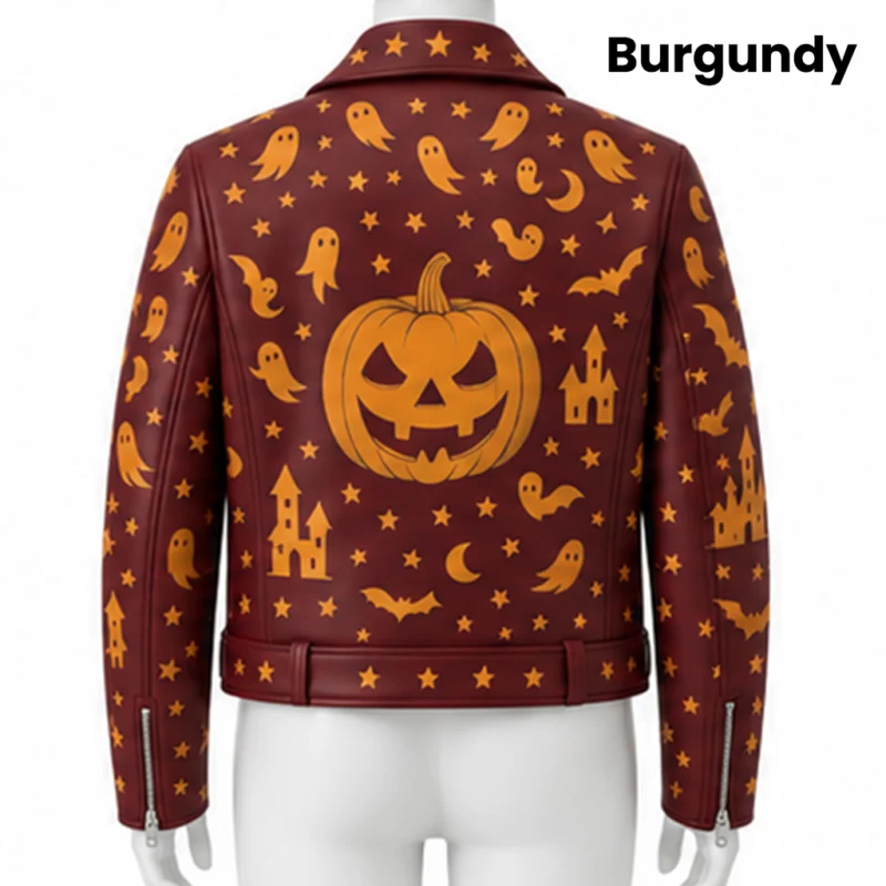 Halloween Pumpkin Biker Jacket