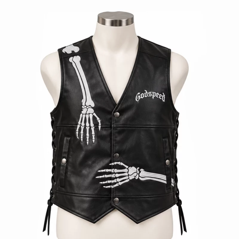 Skeleton Hand Leather Vest