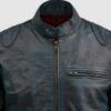 Waxed Blue Leather Jacket