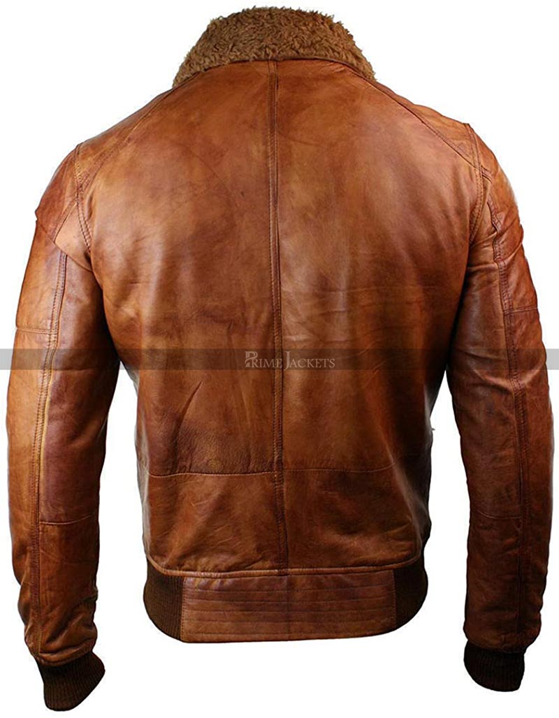 Men's Vintage G1 Aviator Rust Tan Brown Biker Leather Jacket