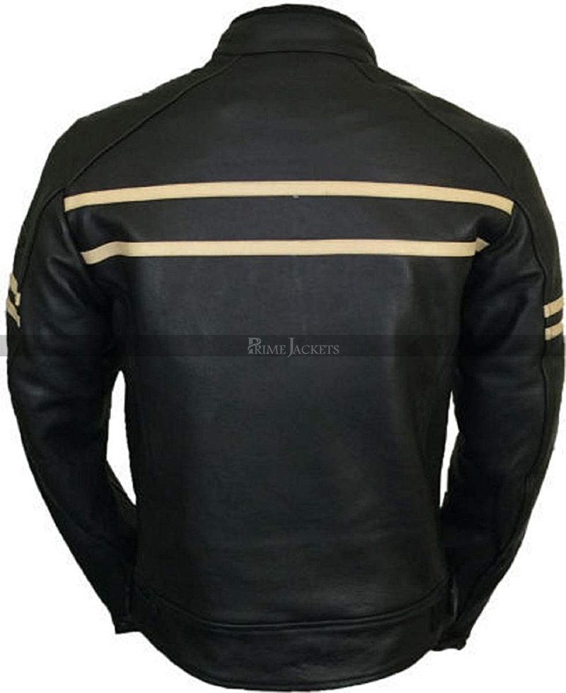 Men's Cafe Racer Retro Cruiser Biker Black Motorcycle Leather Jacket