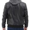Black Leather Hooded Jacket