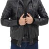 Black Leather Hooded Jacket