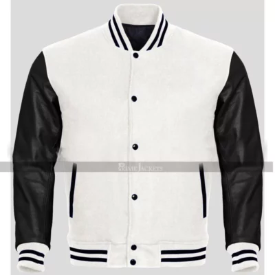 Mens Black And White Varsity Jacket