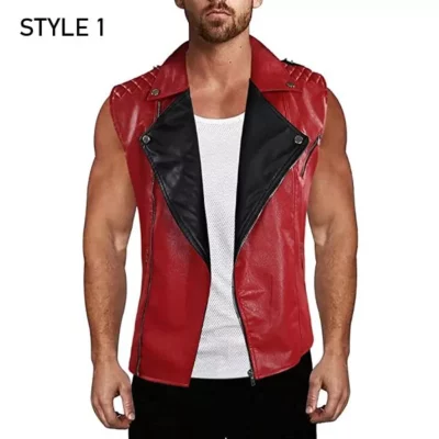 Chris Hemsworth Red Leather Quilted Vest
