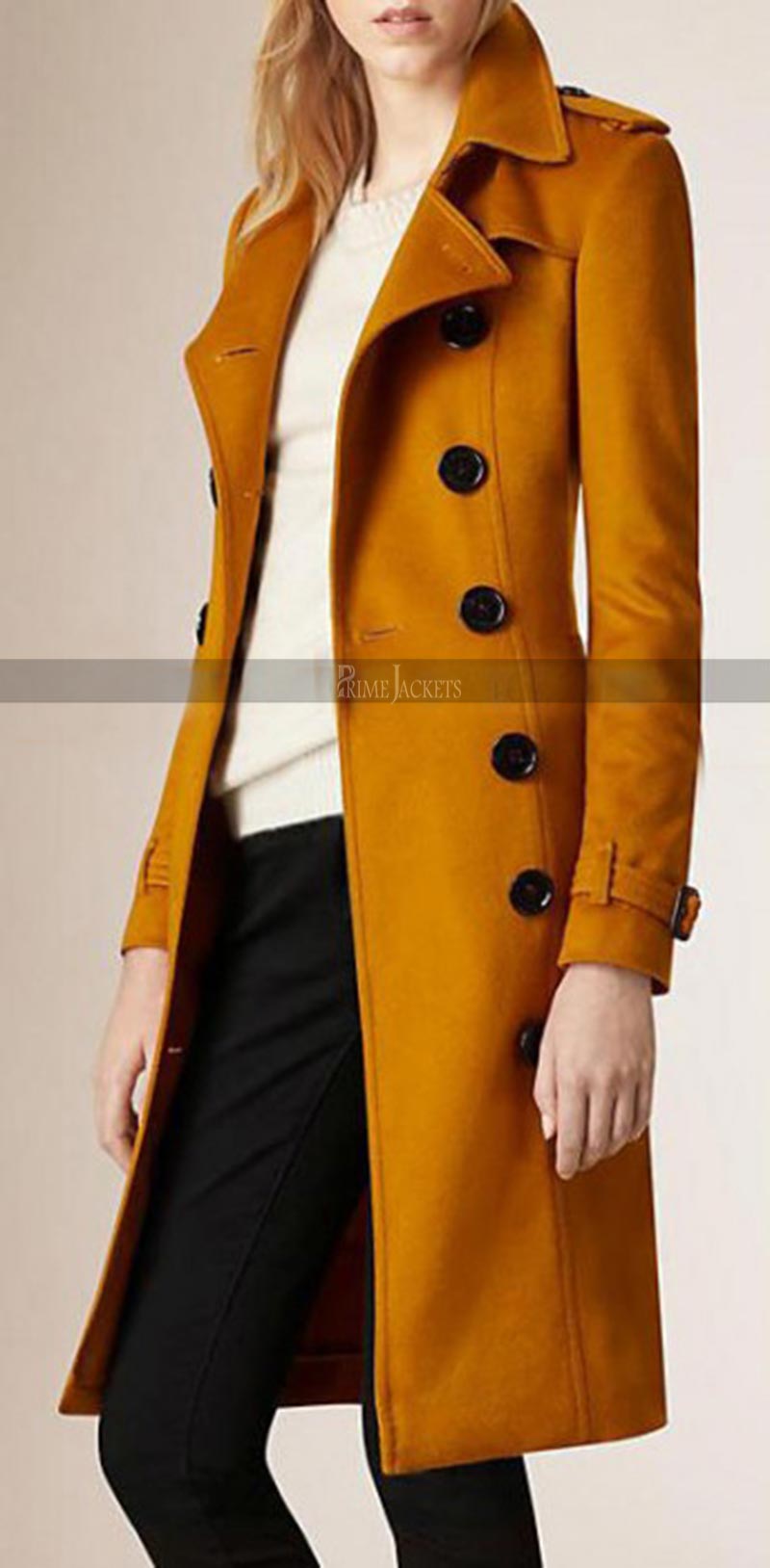 Anne Hathaway Chic Yellow Trench Coat