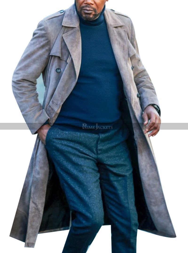 John Shaft Grey Suede Leather Coat