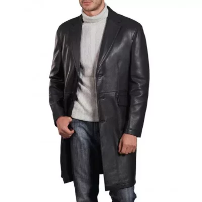 David Boreanaz Angel Black Leather Trench Coat