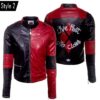 Harley Quinn Asylum Biker Black Red Jacket
