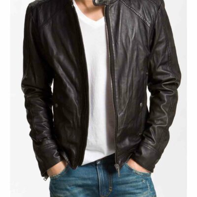 Mens Biker Blackish Brown Jacket