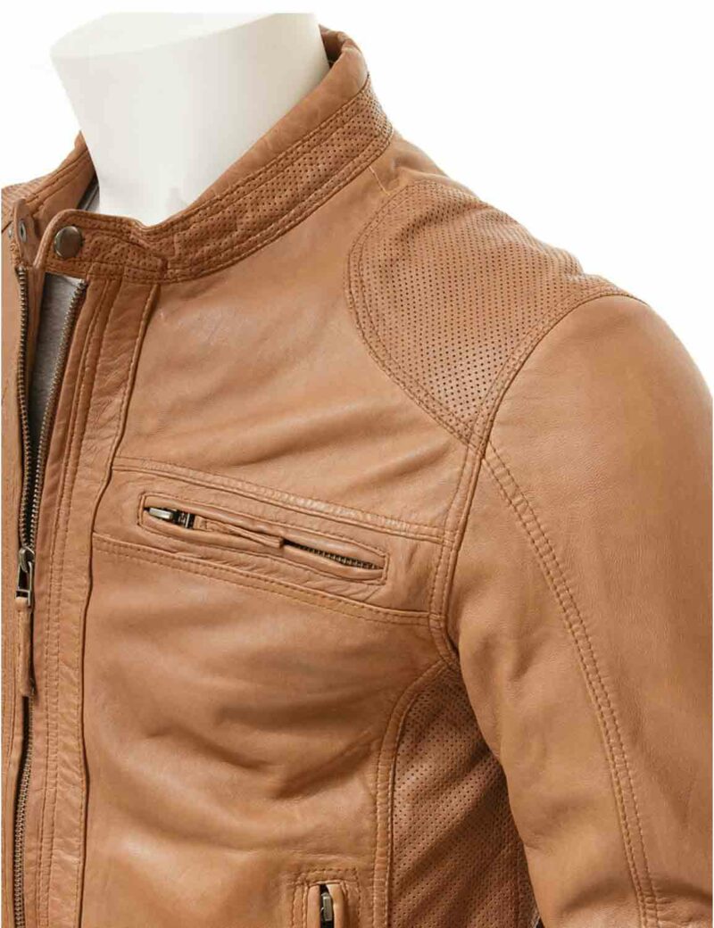 Mens Slim Fit Brown Leather Jacket