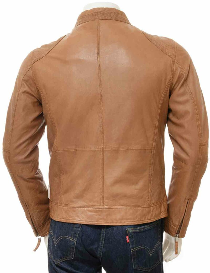 Mens Slim Fit Brown Leather Jacket