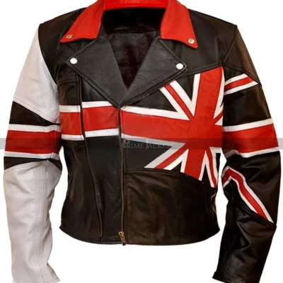 Union Flag British Flag Black Leather Jacket