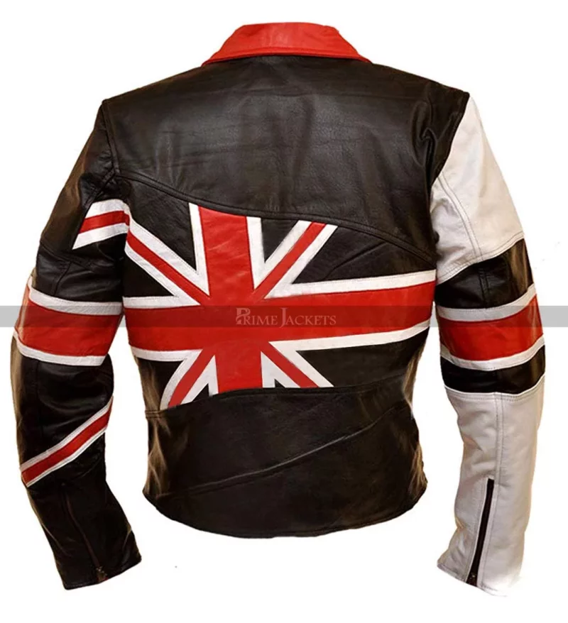 Union Flag British Flag Black Leather Jacket