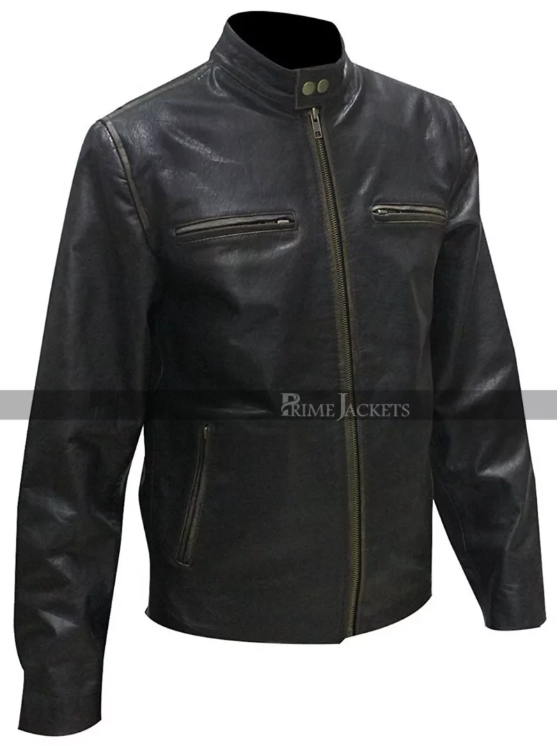 Mark Wahlberg Daddys Home Black Motorcycle Distressed Jacket