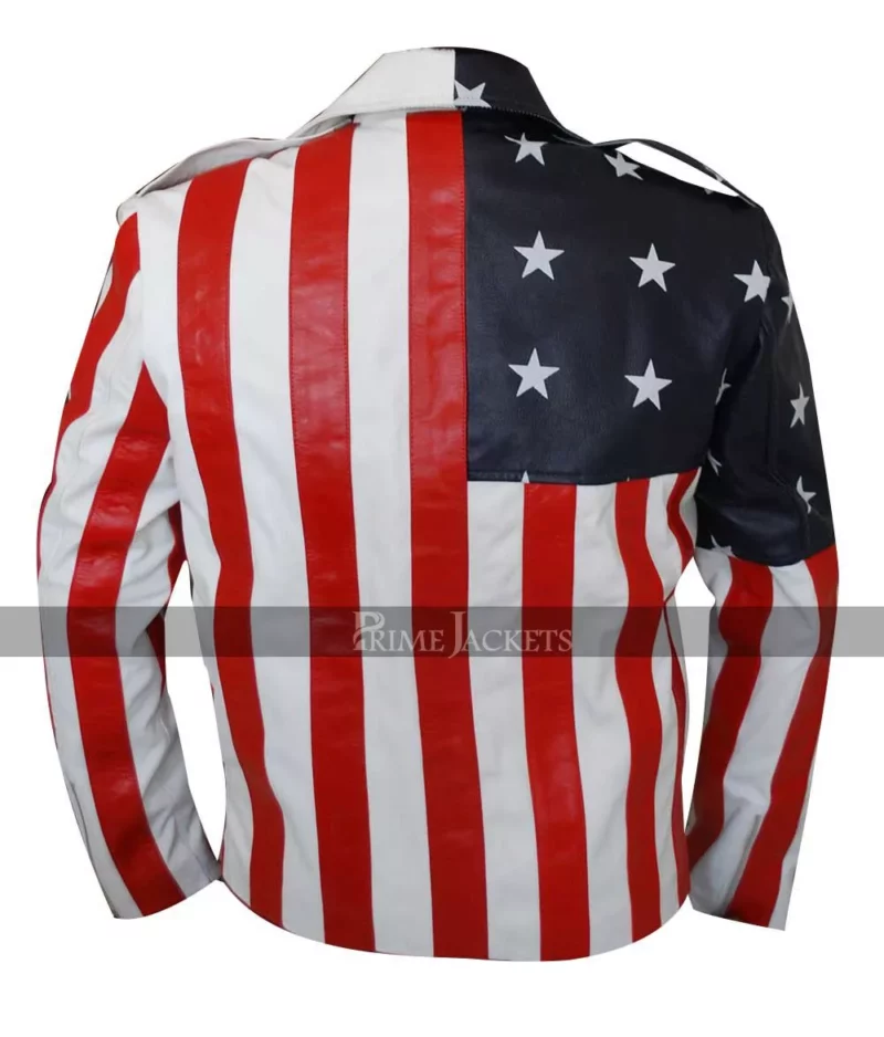 American Flag Biker Style Leather Jacket