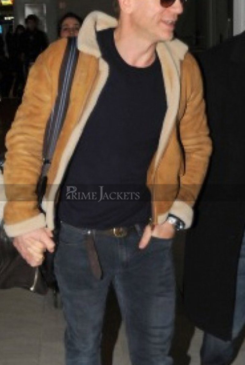 James Bond Fur Shearling Leather Brown Jacket
