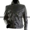 Men Slim Fit Distressed Black Biker Leather Jacket