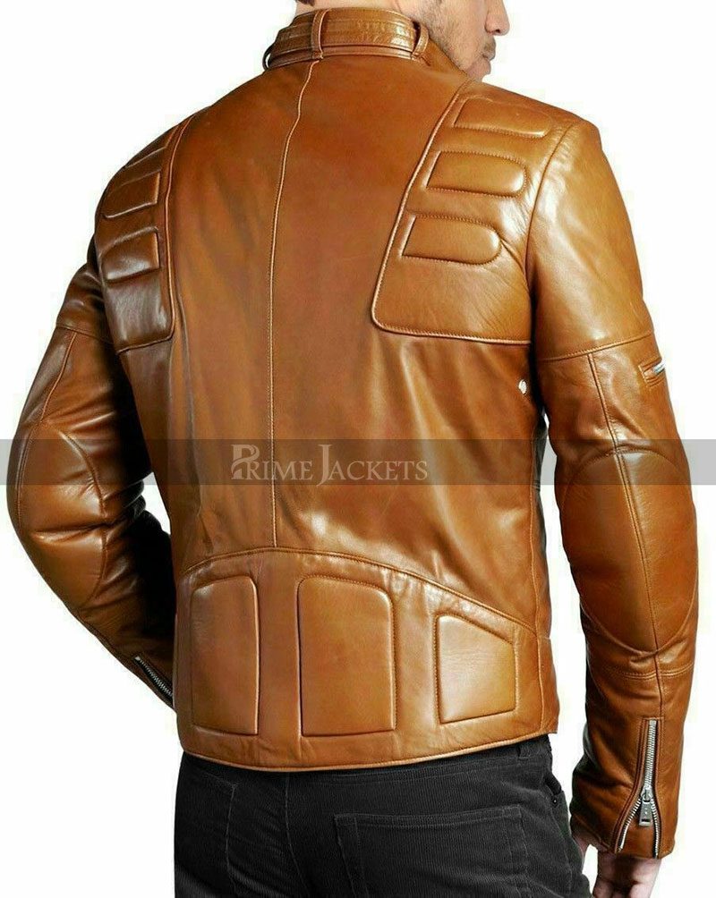 Mens Brown Leather Jacket Slim Fit Biker Jacket