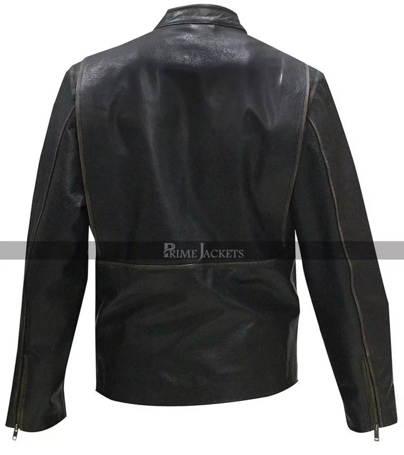 Mark Wahlberg Daddys Home Black Motorcycle Distressed Jacket