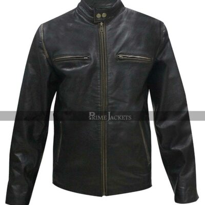 Mark Wahlberg Daddys Home Black Motorcycle Distressed Jacket
