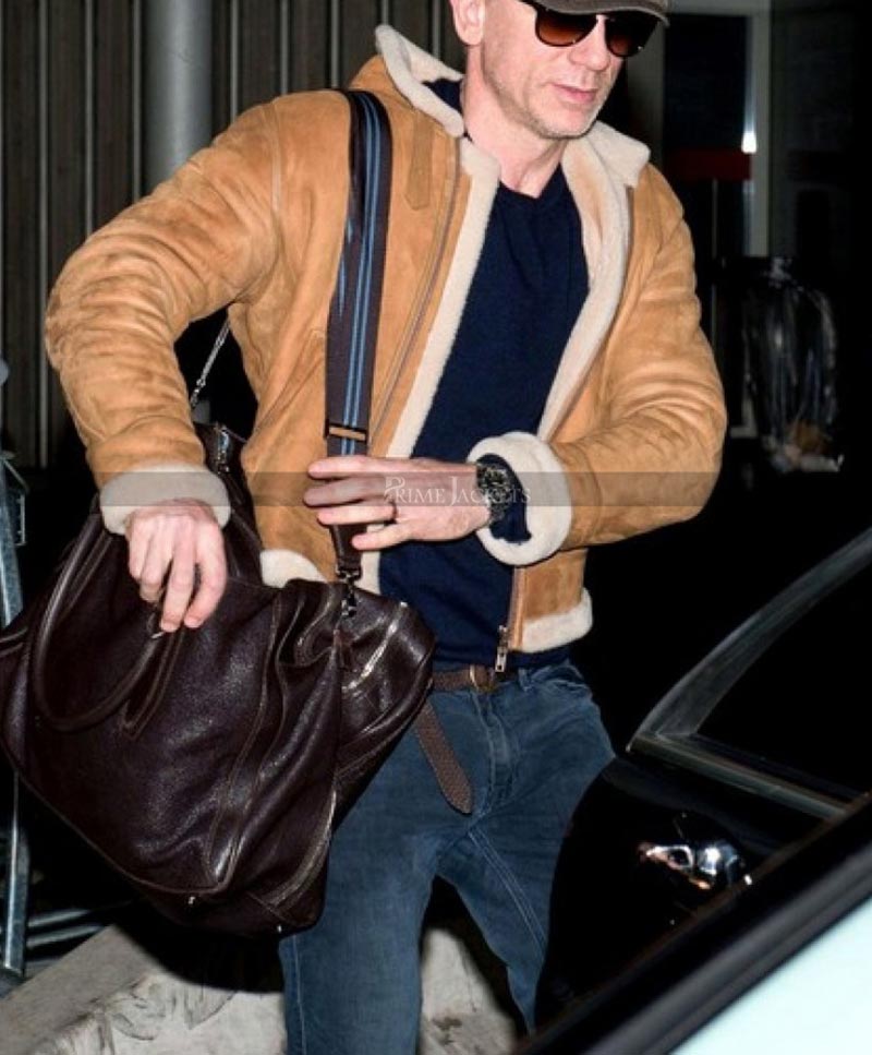 James Bond Fur Shearling Leather Brown Jacket