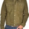 Green Suede Trucker Jacket