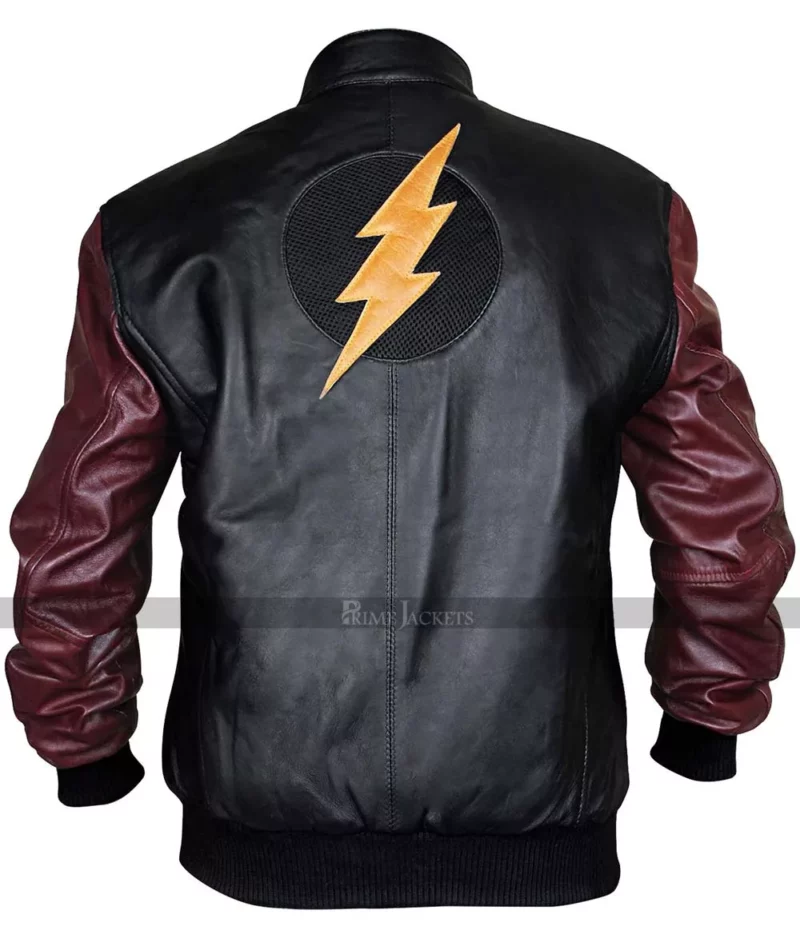 Men's New Justice League Movie The Flash Leather Hooded Jacket