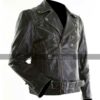 Men Slim Fit Distressed Black Biker Leather Jacket