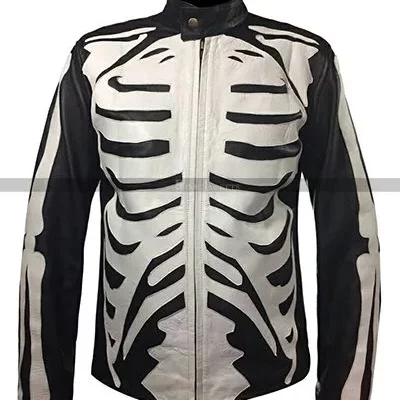 Skeleton Sketch Bones Biker Leather Jacket