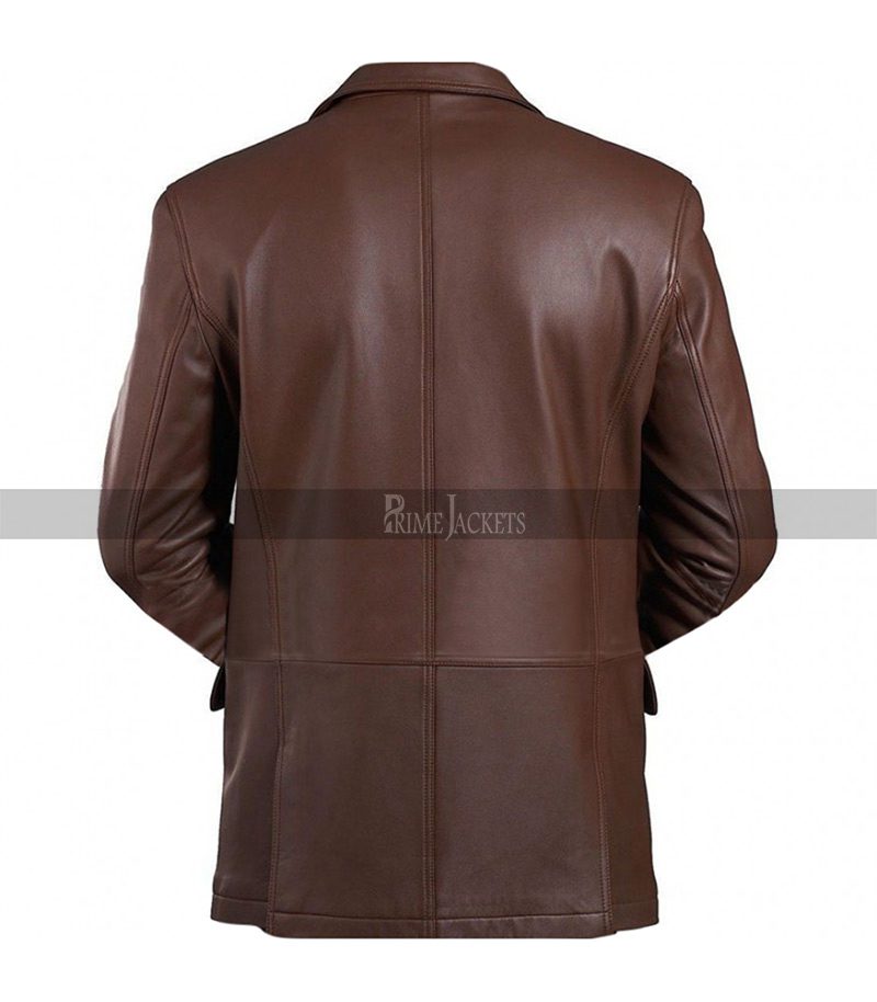 Mens Brown Leather Blazer Jacket Coat
