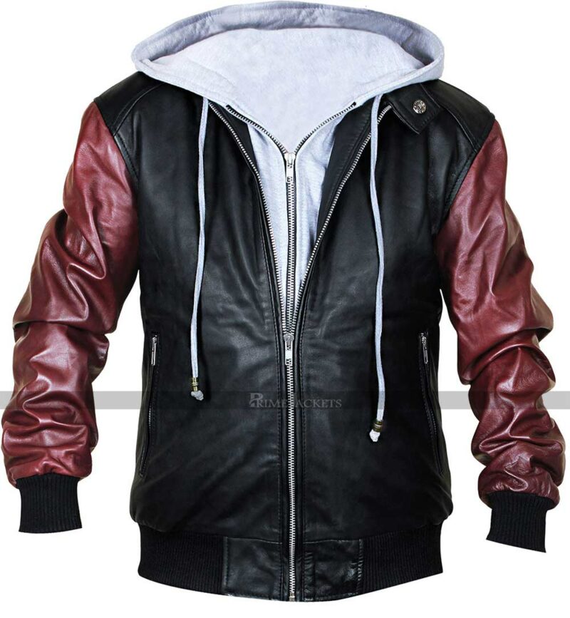 Men's New Justice League Movie The Flash Leather Hooded Jacket