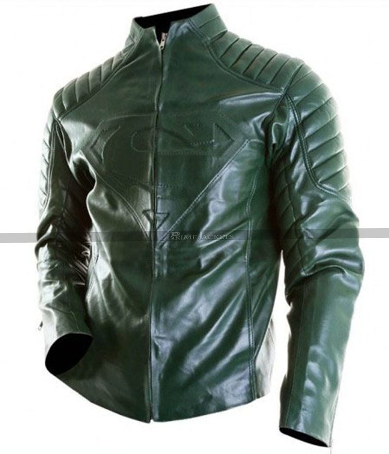 Clark Kent Smallville Superman Men Green Leather Jacket
