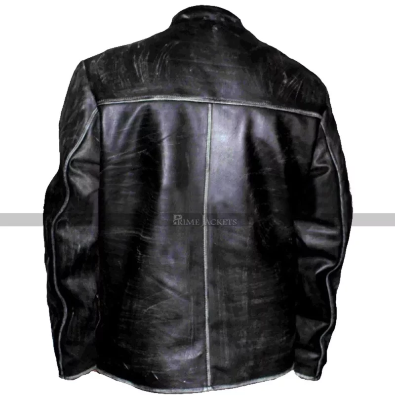 Tom Cruise Distressed Black Motorcycle Leather Jacket