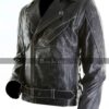 Men Slim Fit Distressed Black Biker Leather Jacket