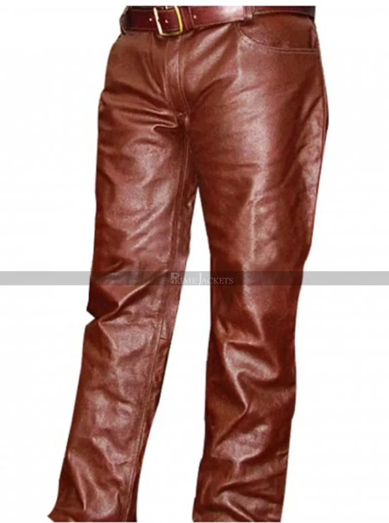 Mens Brown Leather Pants